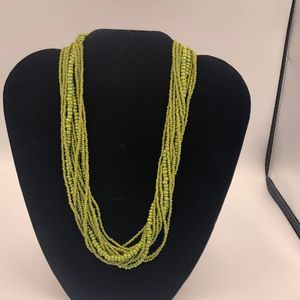 Lime green beaded necklace. No name vintage.